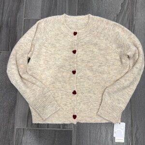Elegant Heart-Button Cardigan